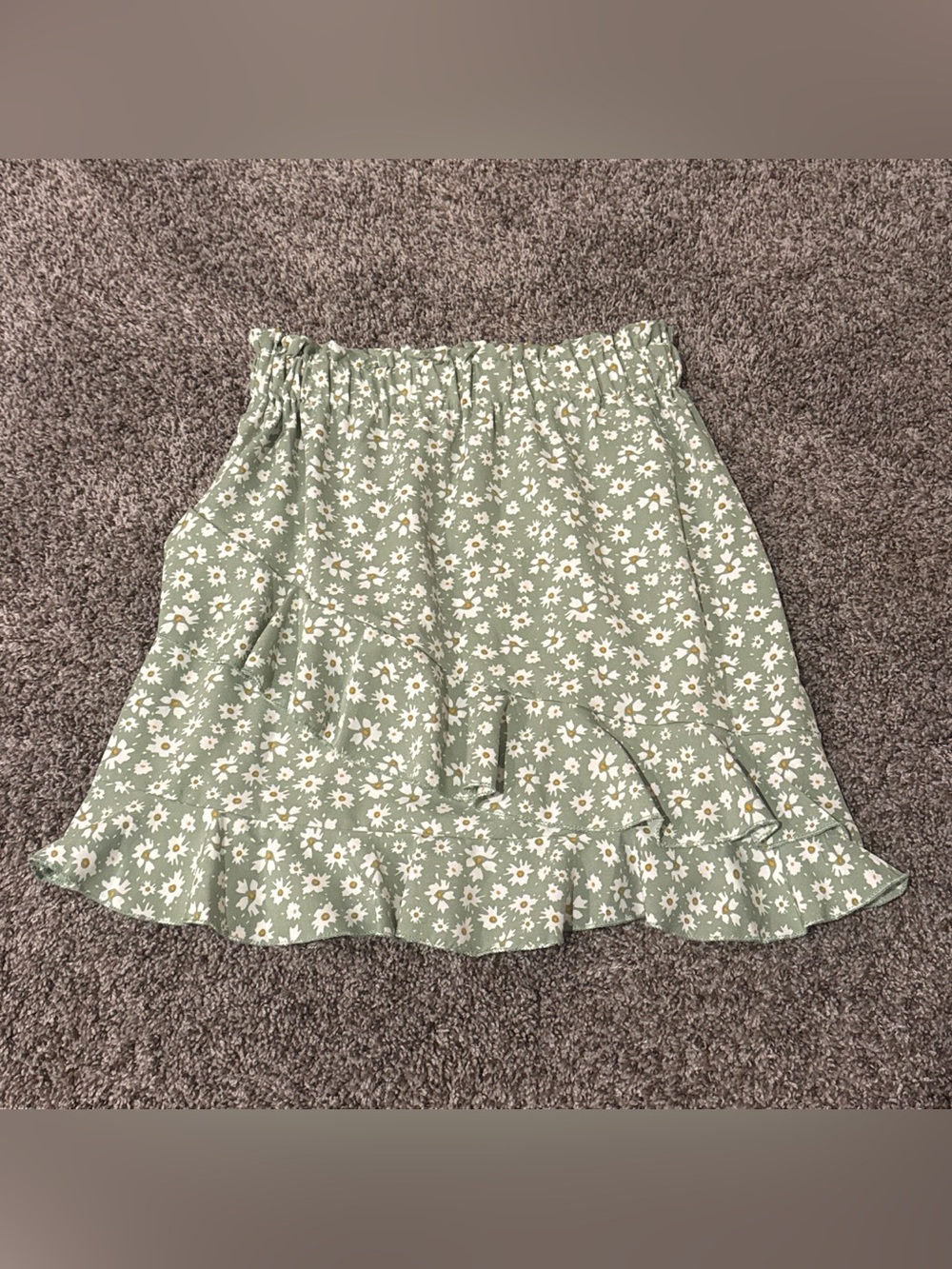 Floral Ruffle Mini Skirt - Green
